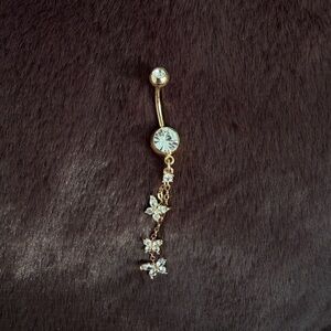 🦋 gold dangly belly ring 🦋